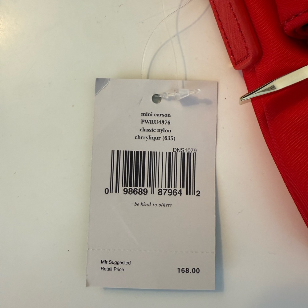 NWT Kate Spade Classic Nylon Mini Carson Crossbody RED Zipper Purse - Picture 3 of 8